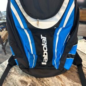 Babolat Men's Blue and Black Backpack, some wear but overall GUC